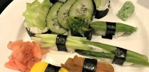 Vegetable Sushi and roll combo